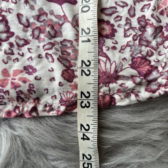 RXB Blouse Sz XL Cream Pink Floral Scoop Neck Short Flutter Sleeve Top Summer - Picture 8 of 8